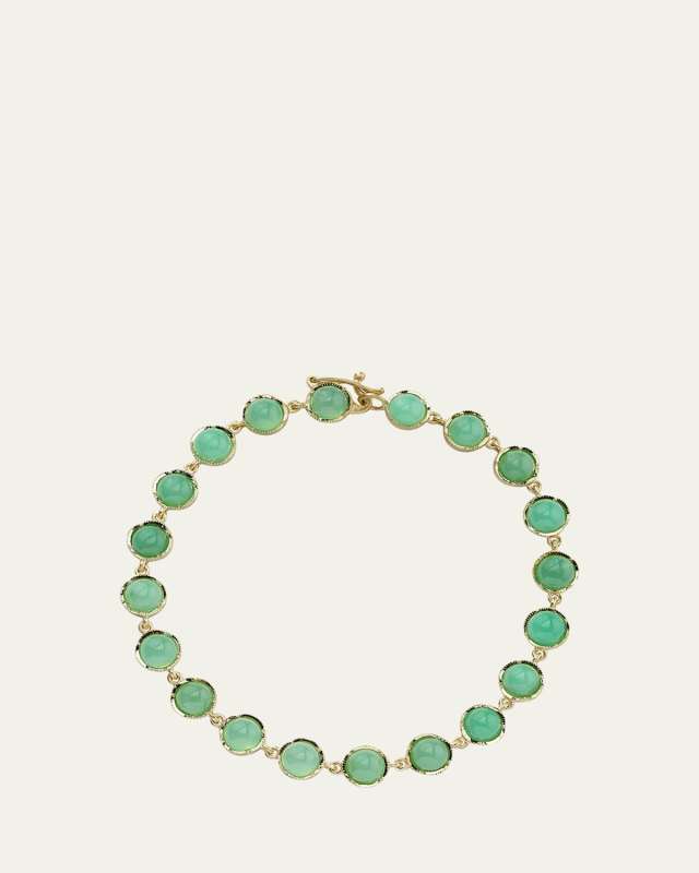 Classic 18K Yellow Gold Chrysoprase Cabochon Bracelet